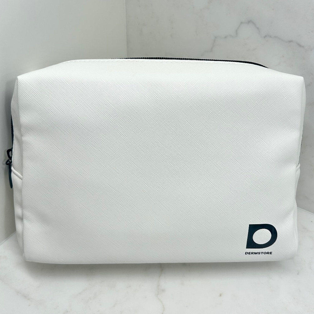 Dermstore Ivory & Black Lined Zip Top Cosmetic Bag - NWOT - Unused